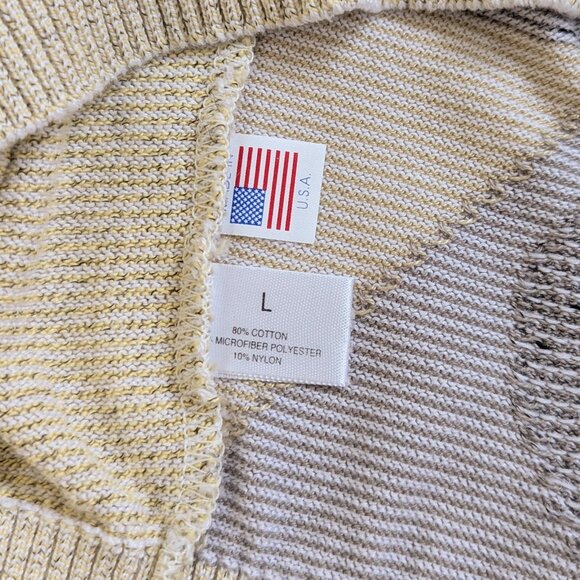 St. Croix Knits Men's Pastel Sweater Size Large Geometric Print Muted Yellow - Picture 5 of 9